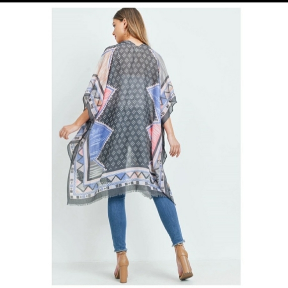🔥Beautiful Blue Boho Kimono Top - Picture 3 of 6